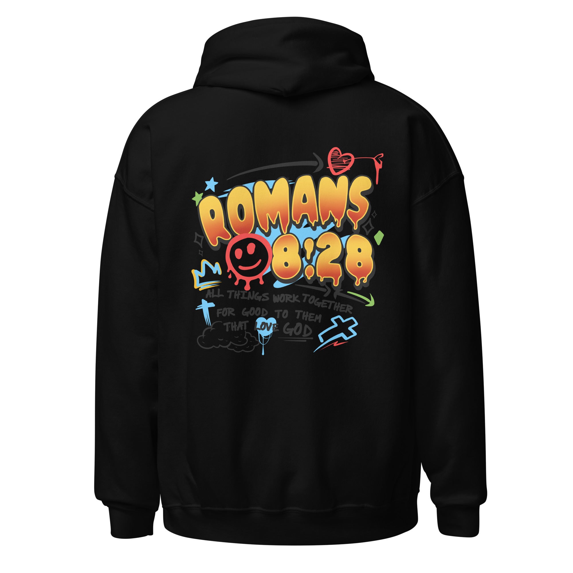 Romans 828 Graphic Unisex Hoodie - Black