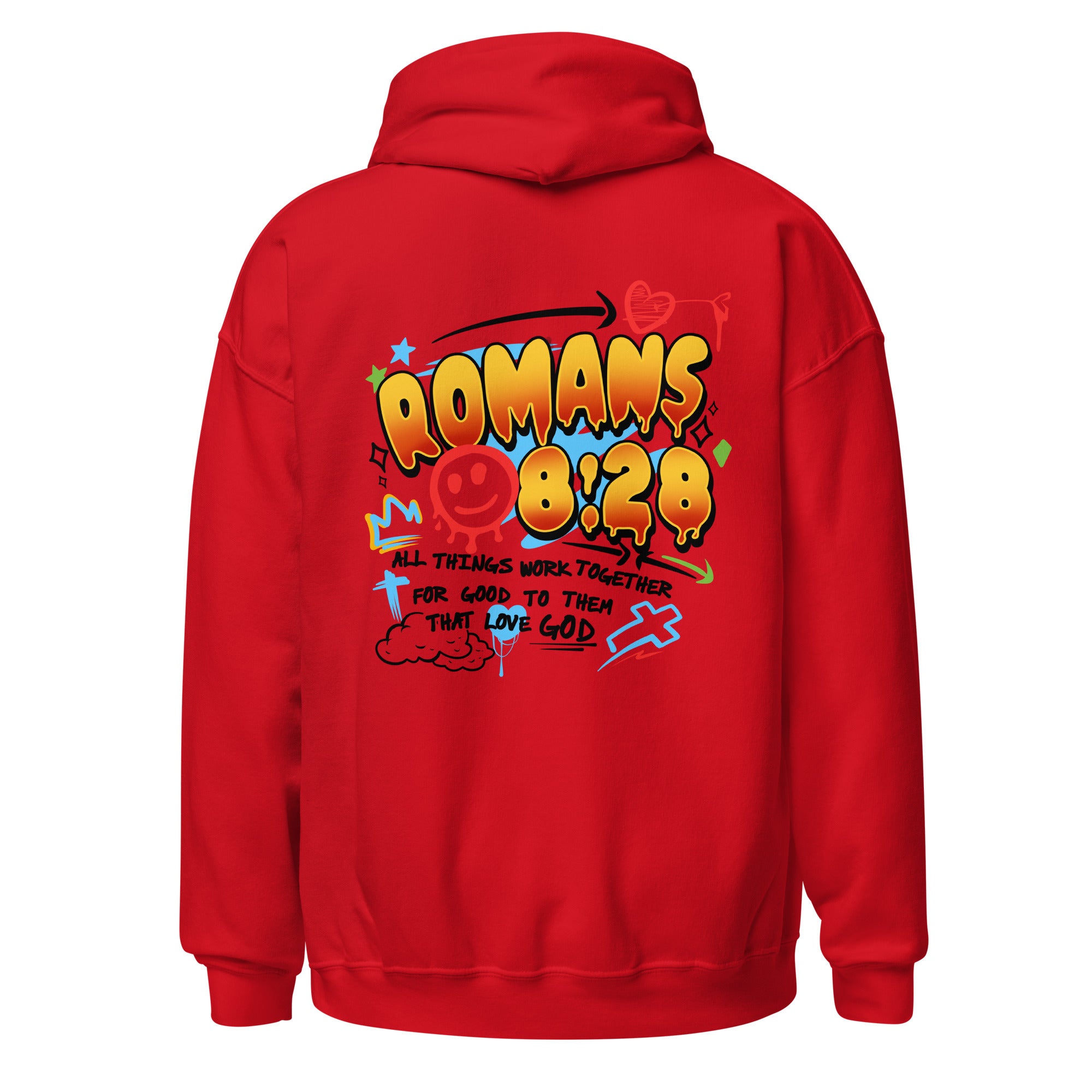 Romans 828 Graphic Unisex Hoodie - Red